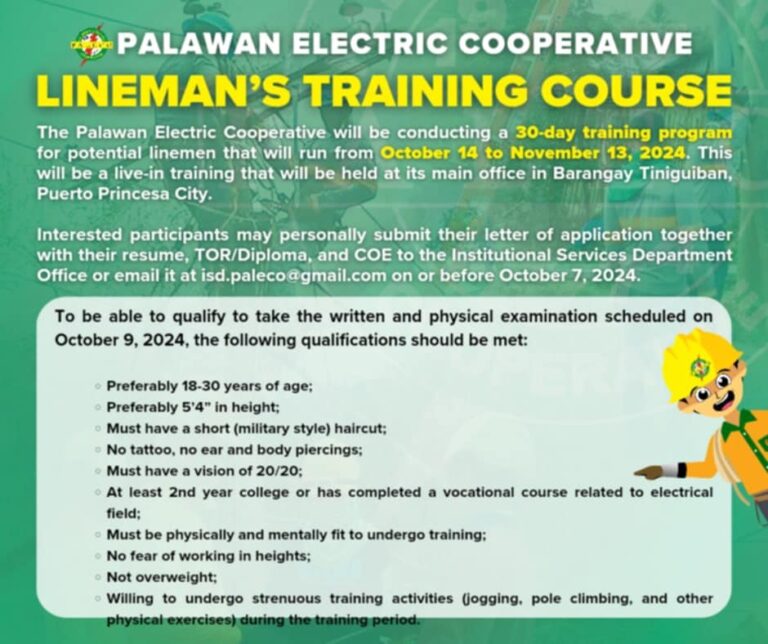 LINESMAN’S TRAINING COURSE