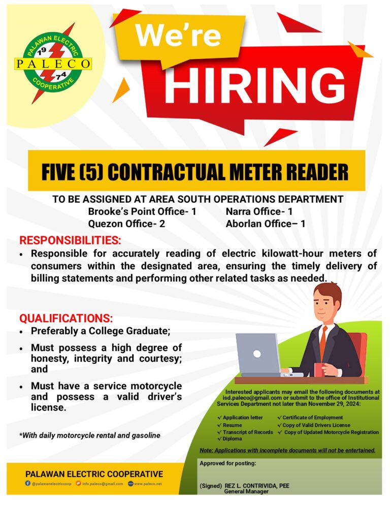 HIRING: FIVE[5] CONTRACTUAL METER READER – AREA SOUTH OPERATIONS DEPARTMENT