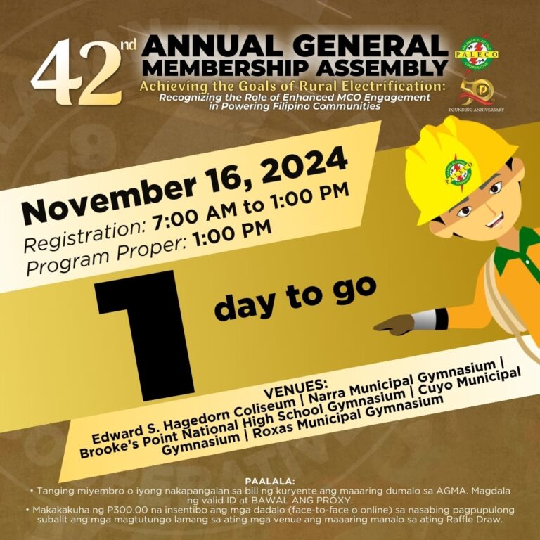 42ND ANNUAL GENERAL MEMBERSHIP ASSEMBLY – 1 DAY TO GO