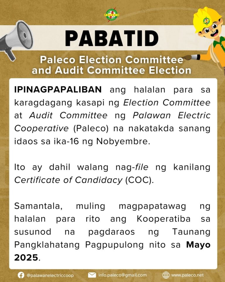 PABATID – PALECO ELECTION COMMITTEE AND AUDIT COMMITTEE ELECTION