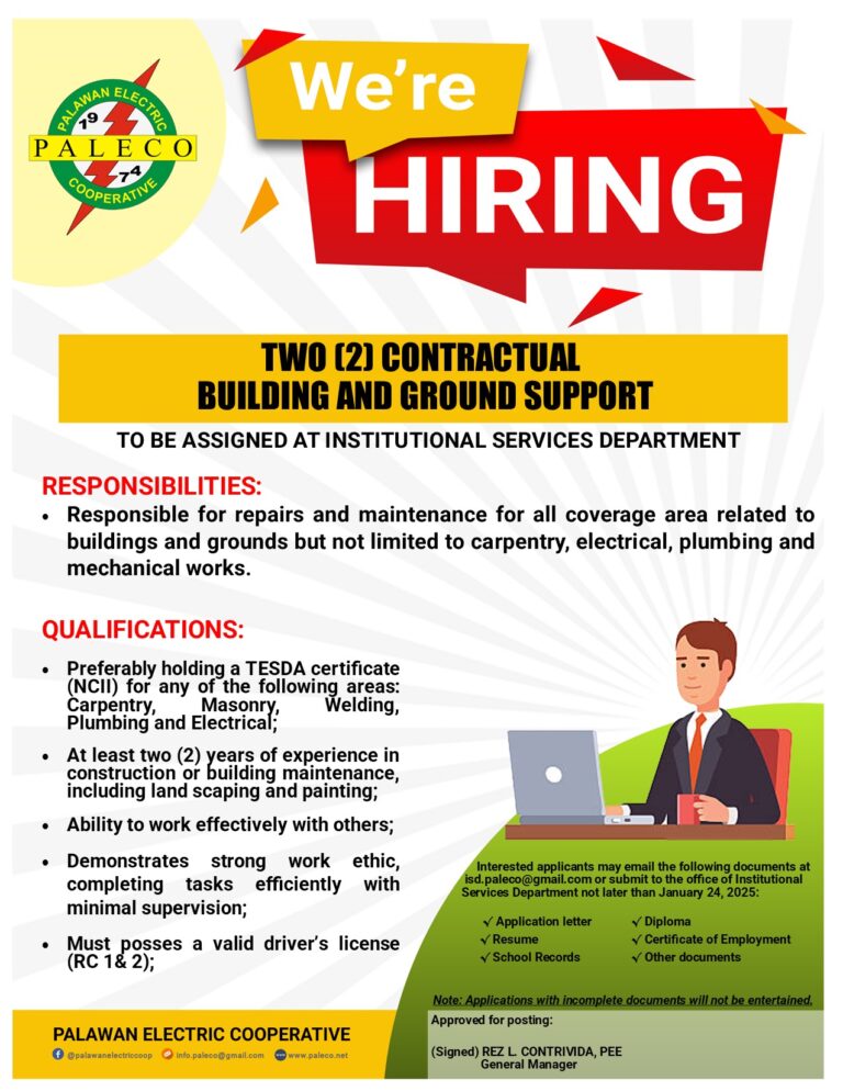 HIRING: TWO [2] CONTRACTUAL BUILDING AND GROUND SUPPORT