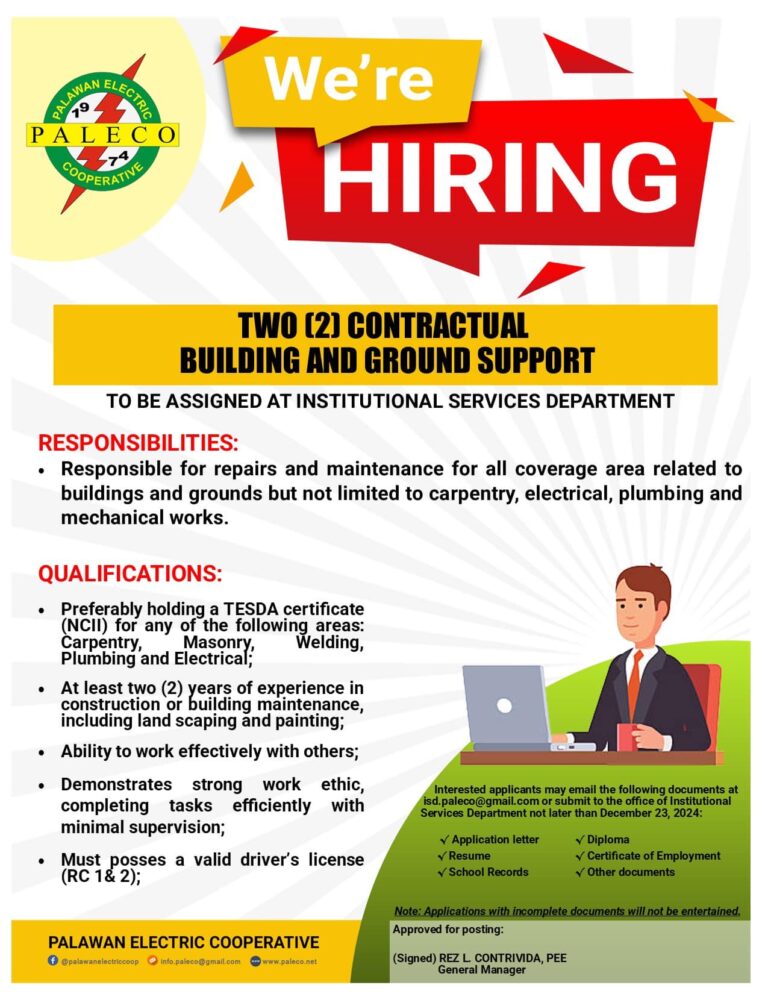 HIRING: TWO[2] CONTRACTUAL BUILDING AND GROUND SUPPORT