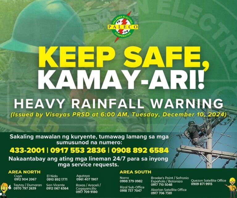 KEEP SAFE, KAMAY-ARI! – HEAVY RAINFALL WARNING