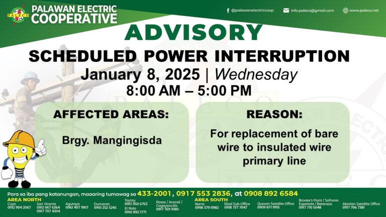 KASALULKUYANG PINAPALITAN NG MGA LINEWORKER NG PALECO ANG MGA BARE WIRES NG INSULATED WIRES SA BARANGAY MANGINGISDA