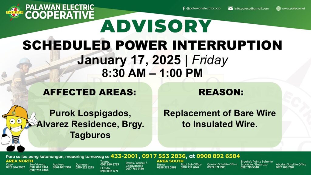 Scheduled Power Interruption [January 17, 2025]