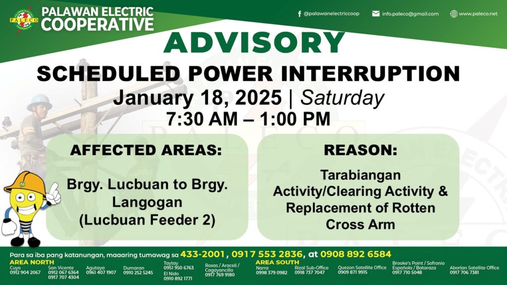 Scheduled Power Interruption [January 18, 2025]