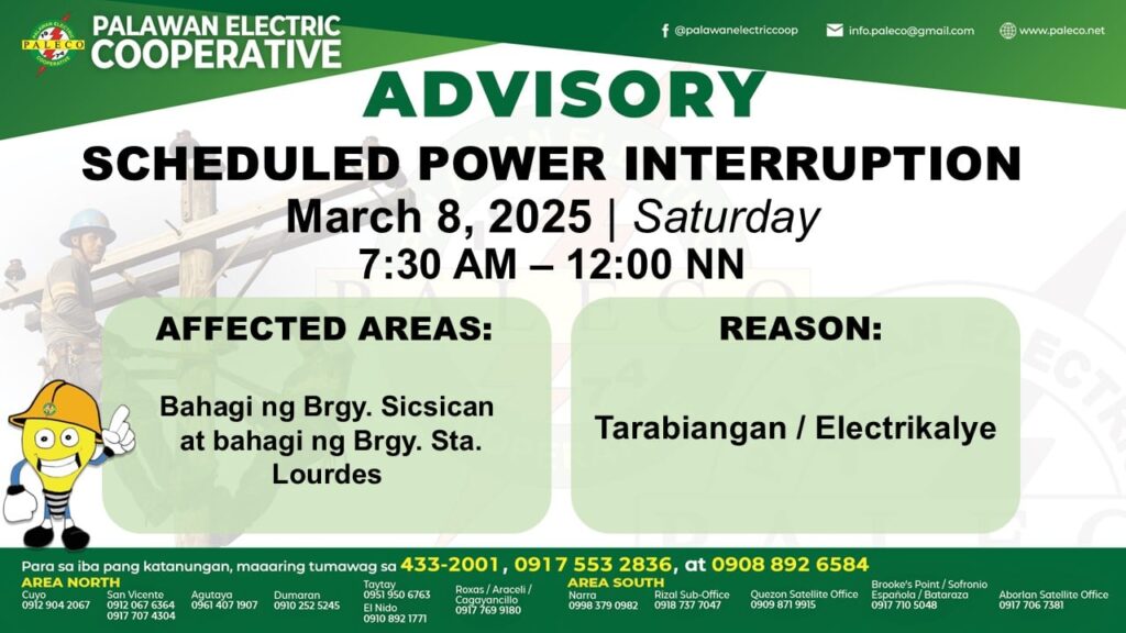 Scheduled Power Interruption [March 8, 2025]