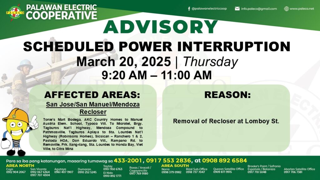 Scheduled Power Interruption [March 20, 2025]