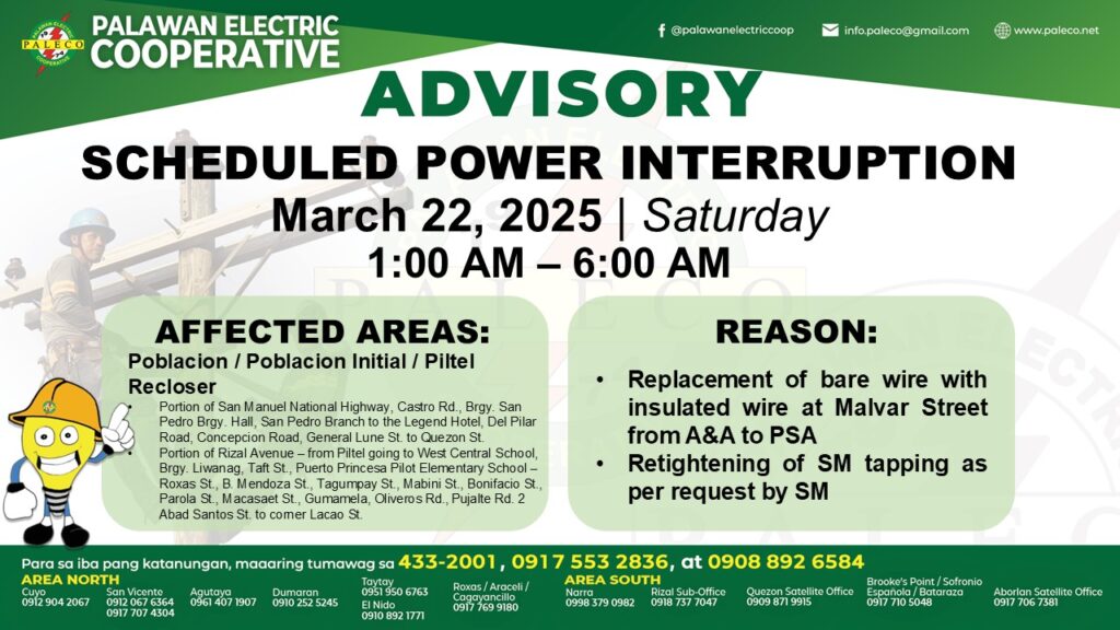 Scheduled Power Interruption [March 22, 2025]