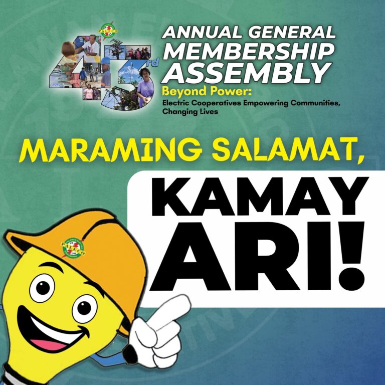 Isang taos-pusong pasasalamat po sa lahat ng dumalo at nakiisa sa ating ika-43 Taunang Pangkalahatang Pagpupulong noong ika-17 ng Mayo, mga Kamay-ari!