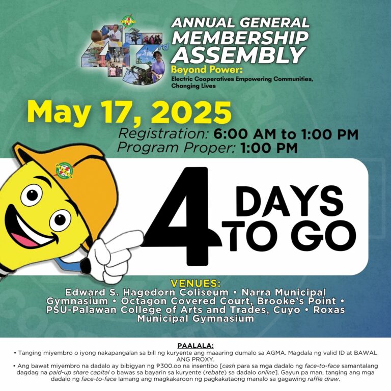 PABATID SA MGA KAMAY-ARI: Apat (4) na araw na lamang, ating 43rd Annual General Membership Assembly (AGMA) na!