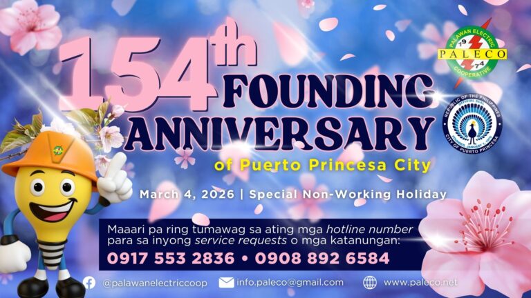 HOLIDAY ADVISORY: 154th Founding Anniversary of Puerto Princesa City