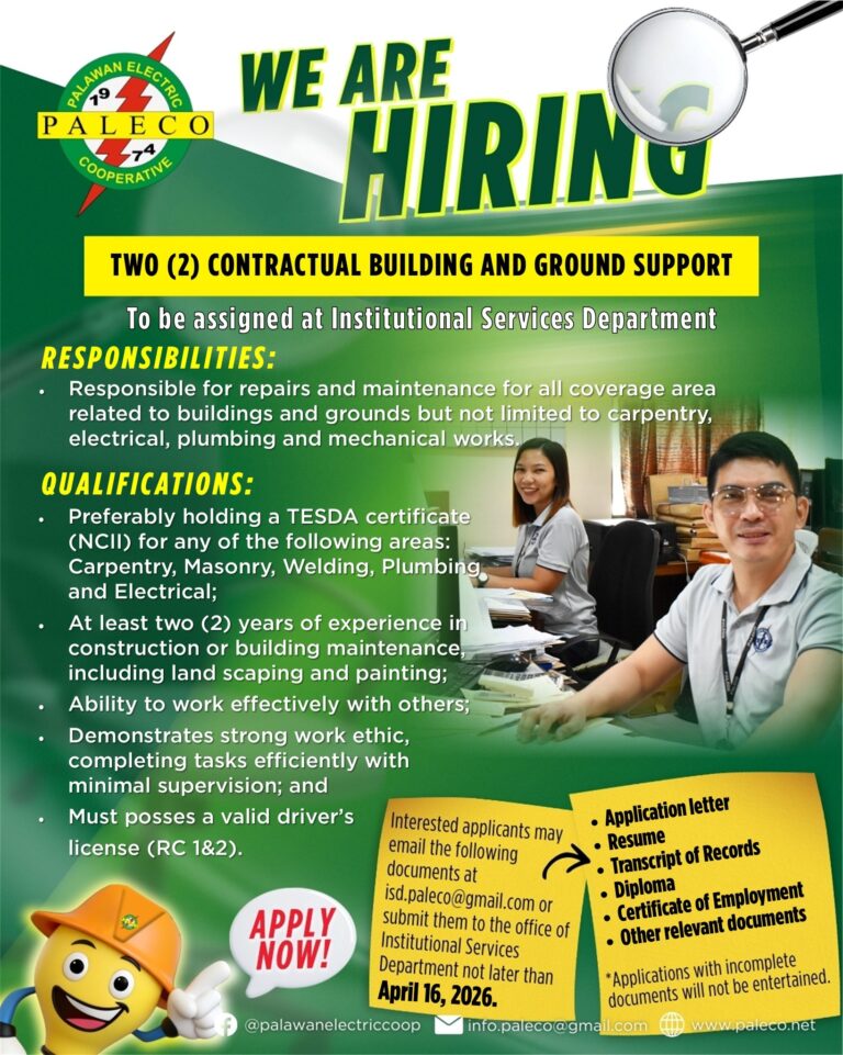 Hiring: Two [2] Contractual Building and Ground Support
