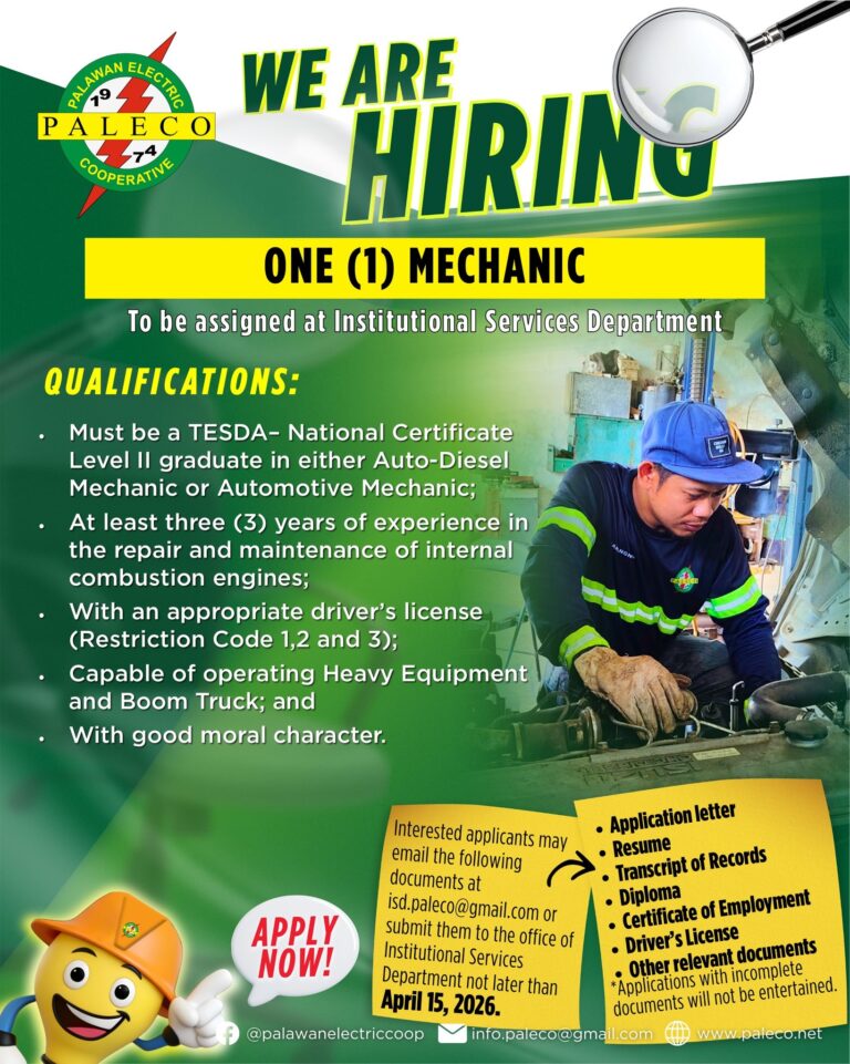 Hiring: One [1] Mechanic