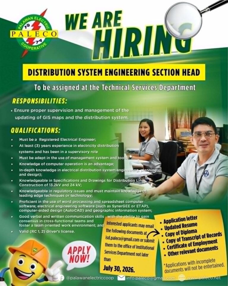 Hiring: One [1] Distribution System Engineering Section Head