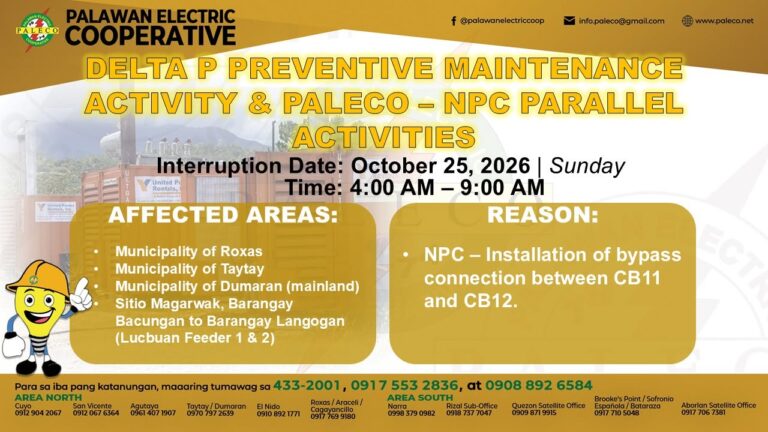 Scheduled Power Interruption [October 25, 2026]